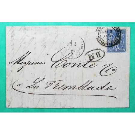 N°90 SAGE CAD TYPE 18 ROCHEFORT SUR MER BM BOITE MOBILE DEPART THUILLERIES ? POUR LA TREMBLADE 1880