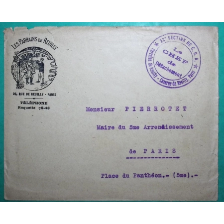 FRANCHISE MILITAIRE FM ILLUSTREE LES PARRAINS DE REUILLY 22ème SECTION DE COA OEUVRE DES POILUS DES REGIONS ENVAHIES WW1