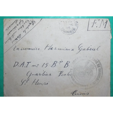 FRANCHISE MILITAIRE FM GARE DE GHARDIMAOU TUNISIE MARINS CANTINE MILITAIRE POUR TUNIS 1945 WW2 LETTRE COVER FRANCE