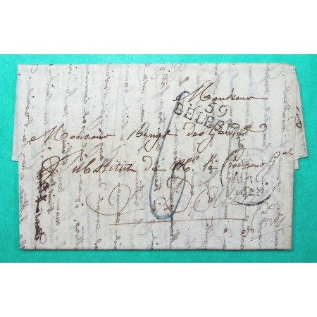 MARQUE 59 BELESME BELLEME ORNE DEPART TERTRE POUR DOUAI NORD 32x10 1828