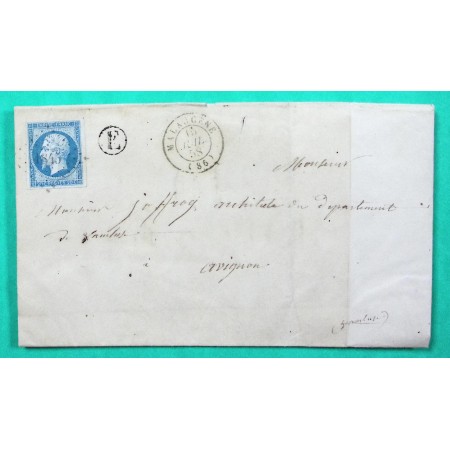 N°14 PC 1845 MALAUCENE VAUCLUSE BOITE RURALE E ENTRECHAUX POUR AVIGNON 1858