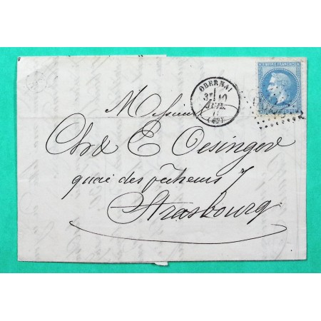N°29 GC 2709 OBERNAI BAS RHIN POUR STRASBOURG 1870