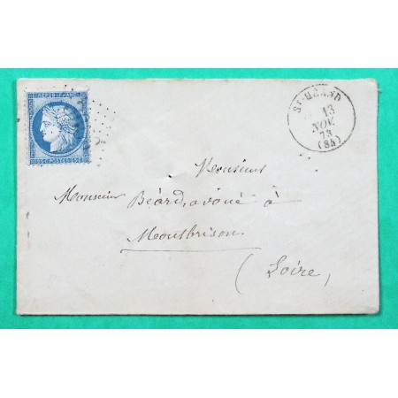 N°60A GC 3656 ST HEAND LOIRE POUR MONTBRISON 1873