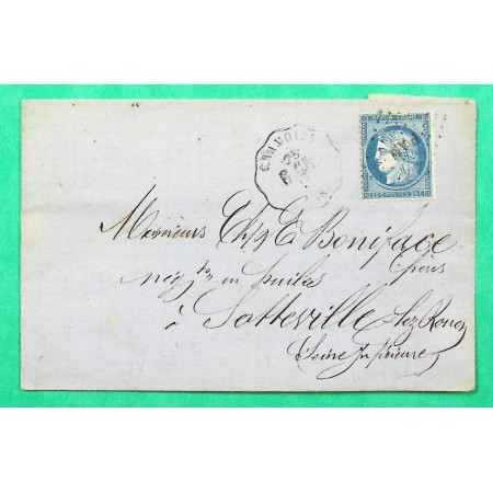 N°60A CONVOYEUR STATION CRAMOISY OISE LIGNE B.CR POUR SOTTEVILLE LES ROUEN SEINE INFERIEURE 1873