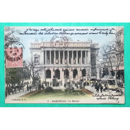 N°129 SEMEUSE CARTE POSTALE MARSEILLE POUR MONTREAL CANADA 1905