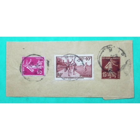 ENTIER 15C SEMEUSE BANDE DE JOURNAL + N°278B + 346 PTT SPORTS MULHOUSE HAUT RHIN 1937