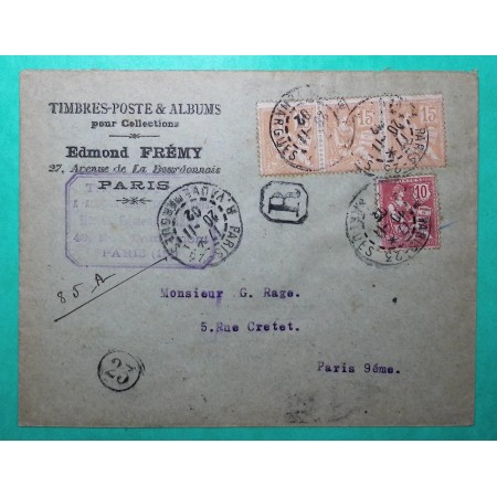 N°117 x3 + 124 MIXTE MOUCHON RETOUCHE RECOMMANDE PARIS 1902