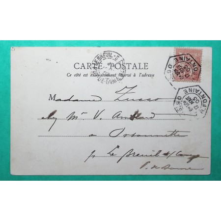 N°125 MOUCHON RETOUCHE CARTE POSTALE LEVEE EXCEPTIONNELLE PARIS R. FONTAINE POUR LE BREUIL SUR COUZE PUY DE DOME 1903