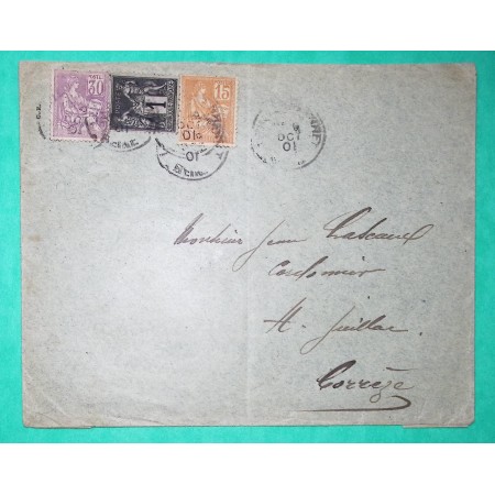 N°83 + 115 + 117 MIXTE SAGE MOUCHON LETTRE 1901