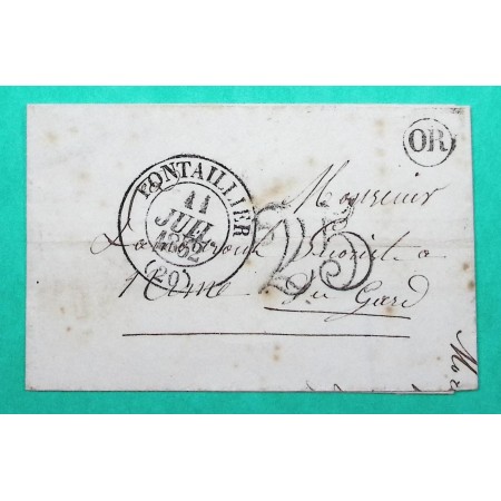 CAD TYPE 13 PONTAILLER COTE D'OR OR ORIGINE RURALE VIELVERGE TAXE 25 1852