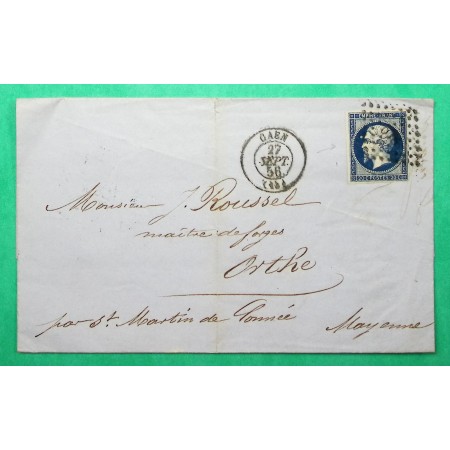 N°14 BELLE VARIETE POINT DEVANT LE FRONT PC 578 CAEN CALVADOS POUR ORTHE MAYENNE 1856