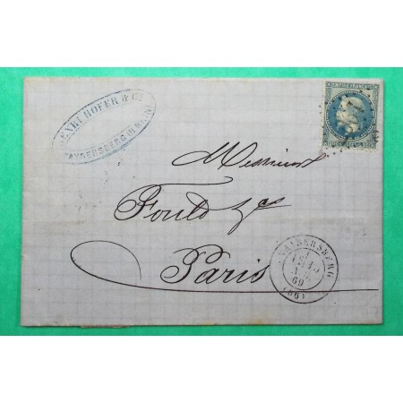 N°29 GC 1907 KAYSERSBERG HAUT RHIN POUR PARIS 1869