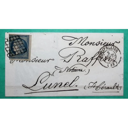 N°4 BELLE COULEUR GRILLE CAD TYPE 15 MONTPELLIER HERAULT POUR LUNEL 1850 LETTRE COVER FRANCE