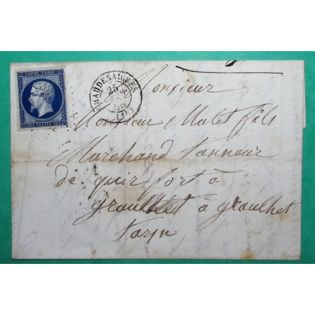 N°14 PC 819 CHAUDESAIGUES CANTAL POUR GRAULHET TARN 1856 LETTRE COVER FRANCE