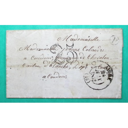 CAD TYPE 13 AIGRE CHARENTE BOITE RURALE P ST FRAIGNE POUR COUDOUR CANTAL TAXE 25 1852