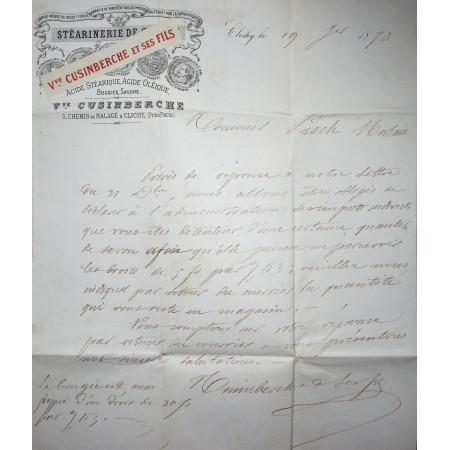 N°60B TYPE II GC 1056 CLICHY LA GARENNE SEINE POUR MORLAIX FINISTERE AVEC BELLE ETIQUETTE VERSO 1874