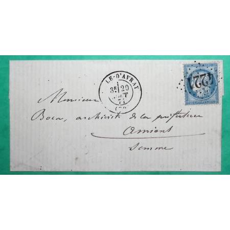 N°37 GC 4221 VILLE D'AVRAY SEINE ET OISE POUR AMIENS SOMME OCTOBRE 1871 LETTRE COVER FRANCE