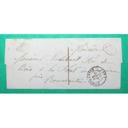 CAD TYPE 15 ROMORANTIN LOIR ET CHER CL CORRESPONDANCE LOCALE TAXE 1 POUR FORET DE BRUADAN 1855