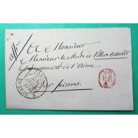 CAD TYPE 13 PARIS BUREAU A 60 PP A POUR VILLERS COTTERETS AISNE 1835