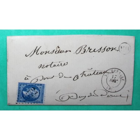 N°22 GC 2672 NOIRETABLE LOIRE OR ORIGINE RURALE LES SALLES POUR PONT DU CHATEAU PUY DE DOME 1864