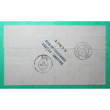 N°29 GC 2598 NANCY MEURTHE POUR SERMAIZE MARNE BUREAU DE PASSE 305 BAR LE DUC VERSO 1870