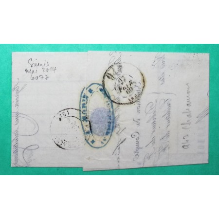 N°29 GC 3524 ST BENOIT DU SAULT INDRE POUR LA SOUTERRAINE CREUSE BUREAU DE PASSE 947 CHATEAUROUX VERSO 1869