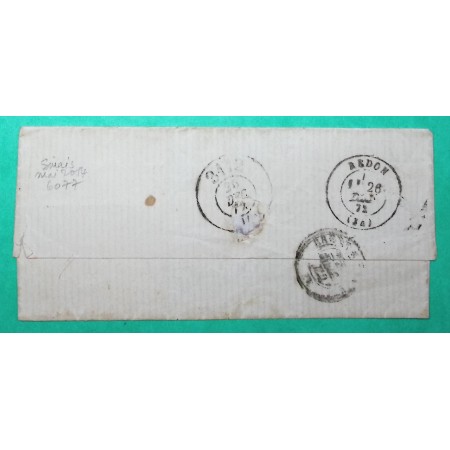 CAD TYPE 17 ST POL DE LEON FINISTERE TAXE TAMPON 40 POUR REDON ILLE ET VILAINE BUREAU DE PASSE 3112 VERSO 1872