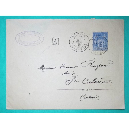 N°90 SAGE CAD TYPE A ONZAIN LOIR ET CHER BOITE URBAINE A BARON HUISSIER PUR ST CALAIS SARTHE 1891