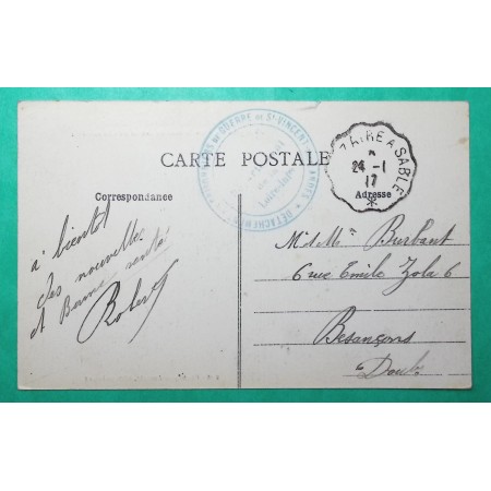 FRANCHISE MILITAIRE FM PRISONNIERS DE GUERRE ST VINCENT DES LANDES LOIRE INFERIEURE CARTE POSTALE 1917 WW1