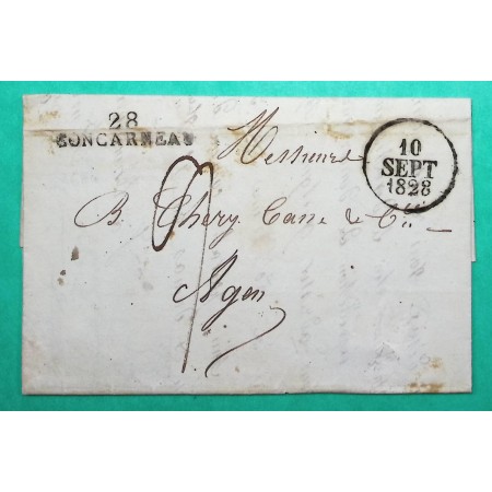 MARQUE 28 CONCARNEAU FINISTERE POUR AGEN LOT ET GARONNE 36x8.5 1828