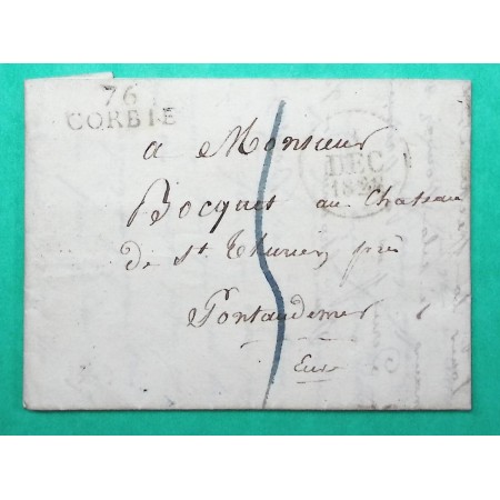 MARQUE 76 CORBIE SOMME DEPART SAILLY LAURETTE POUR PONTAUDEMER EURE 23x9 1828