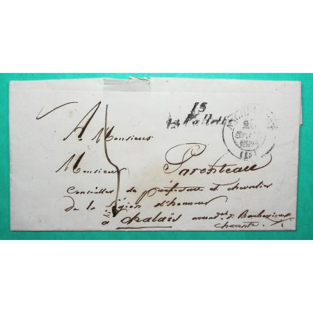 CURSIVE 15 LA VALETTE + CAD TYPE 13 ANGOULEME CHARENTE POUR CHALAIS 1838
