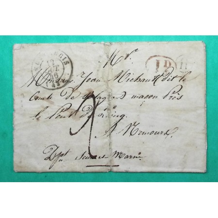 CAD TYPE MONTARGIS LOIRET DECIME + BOITE RURALE H GONDREVILLE POUR NEMOURS SEINE ET MARNE 1846