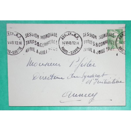 N°809 MARIANNE DE GANDON KRAG ANNECY HAUTE SAVOIE SESSION MONDIALE TARIFS ET COMMERCE 1949