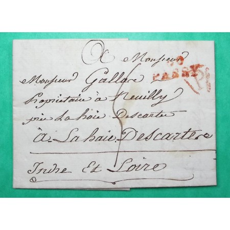 MARQUE 60 PASSY SEINE ROUGE POUR LA HAYE DESCARTES INDRE ET LOIRE 26x12 1813