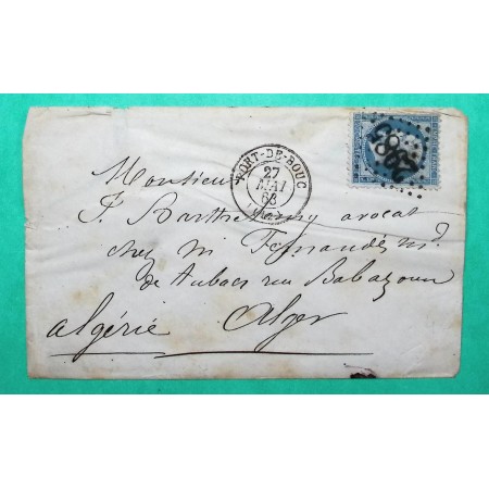 N°22 GC 2985 PORT DE BOUC BOUCHES DU RHONE POUR ALGER ALGERIE 1863