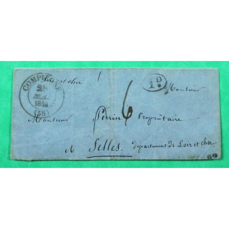 CAD TYPE 13 COMPIEGNE OISE DECIME RURAL LEUILLY POUR SELLES LOIR ET CHER 1843
