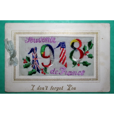 BELLE CARTE POSTALE BRODEE PREMIERE GUERRE MONDIALE 1918 POST CARD WW1 FRANCE