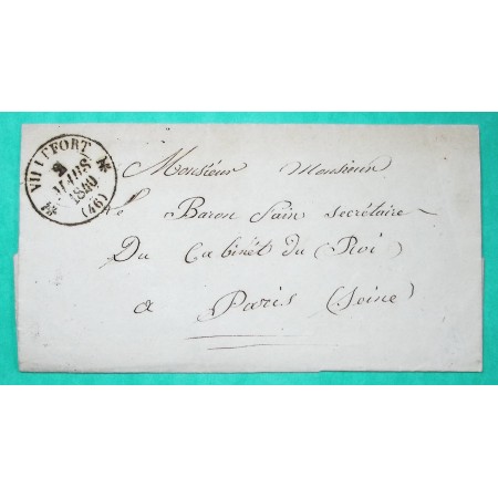 CAD TYPE 12 VILLEFORT LOZERE FRANCHISE POUR PARIS 1840