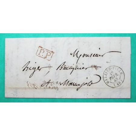 CAD TYPE 15 MALZIEU VILLE LOZERE PP PORT PAYE POUR MARVEJOLS 1848