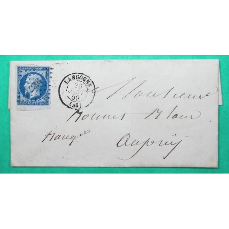 N°14 BDF PC 1637 LANGOGNE LOZERE POUR LE PUY EN VELAY HAUTE LOIRE 1859