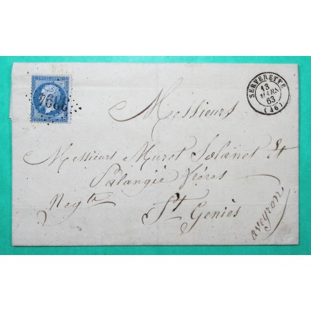 N°22 GC 3394 SERVERETTE LOZERE POUR ST GENIES AVEYRON 1863