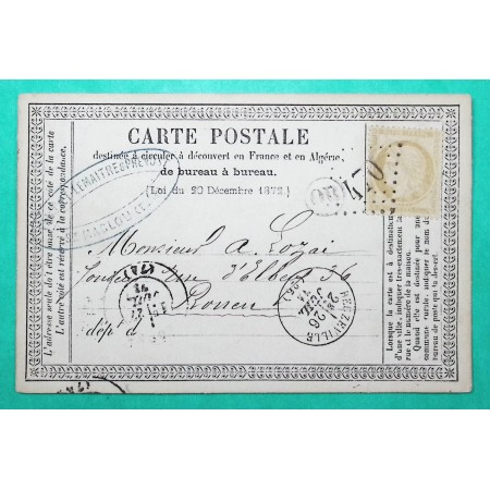 N°59 CARTE PRECURSEUR GC 470 BEUZEVILLE EURE OR ORIGINE RURALE ST MACLOU POUR ROUEN SEINE INFERIEURE 1873
