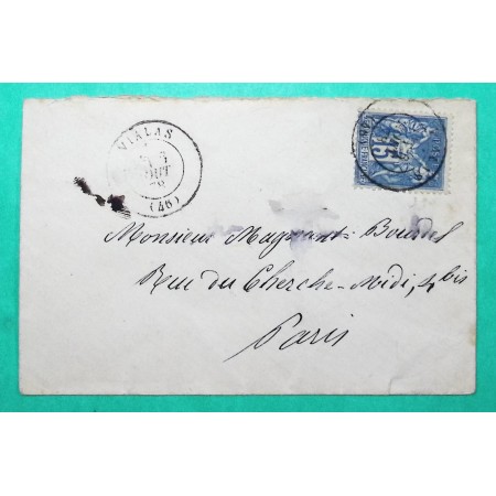 N°90 SAGE CAD TYPE 17 VIALAS LOZERE POUR PARIS 1878