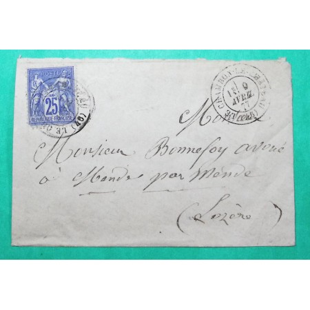 N°78 SAGE CAD TYPE 17 LE CHAMBON LE CHATEAU LOZERE POUR MENDE 1877