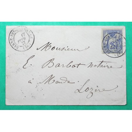 N°78 SAGE CAD TYPE 17 BARRE DES CEVENNES LOZERE POUR MENDE 1877