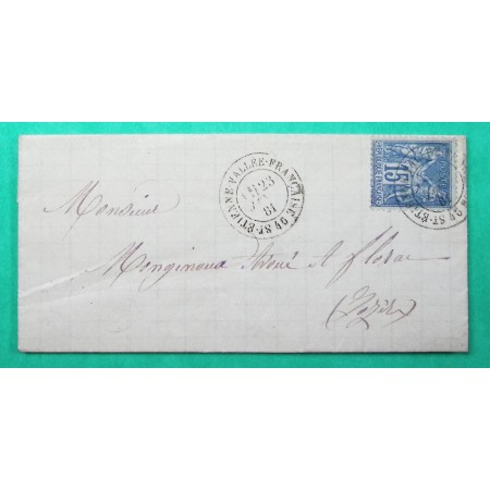 N°90 SAGE CAD TYPE 17 ST ETIENNE VALLEE FRANCAISE LOZERE POUR FLORAC 1881